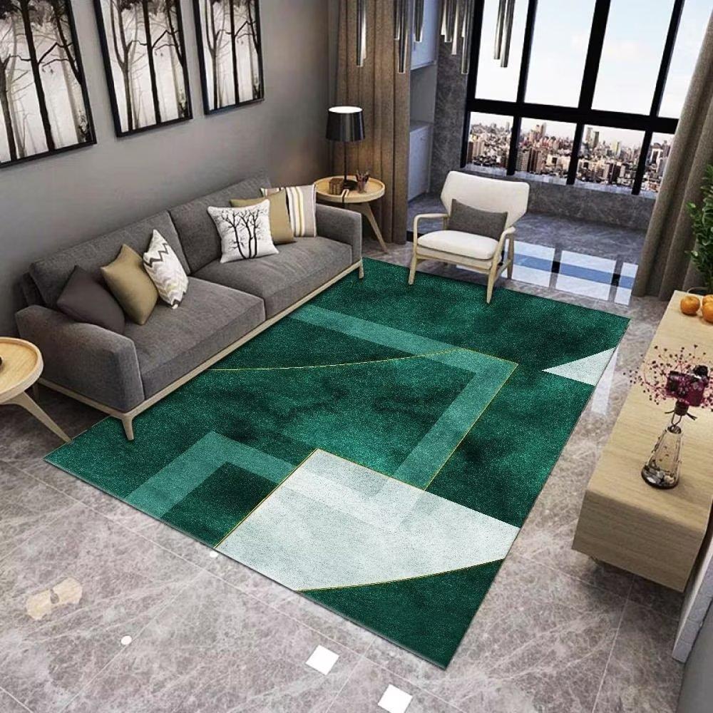 Gold Marble Modern Luxury Living Room Carpet Green Geometric Bedroom Home Non-slip Floor Mat Washable Cloakroom Large Area Rugs