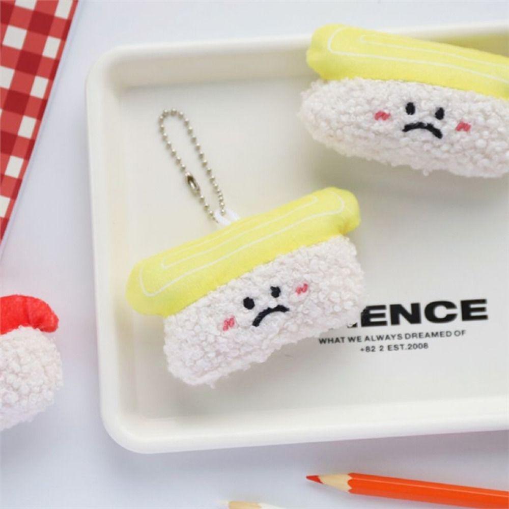 Key Buckle Sushi Plush Doll Keychain Salmon Plush Doll Toy Cute Women