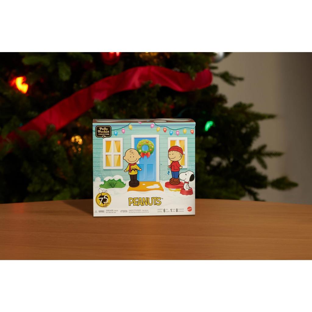 Коллекционная микро-кукла Polly Pocket x Peanuts, 7 тематических, 4 культовых компактных кейса Snoopy, игровой набор, аксессуары, локации и Woodstock.