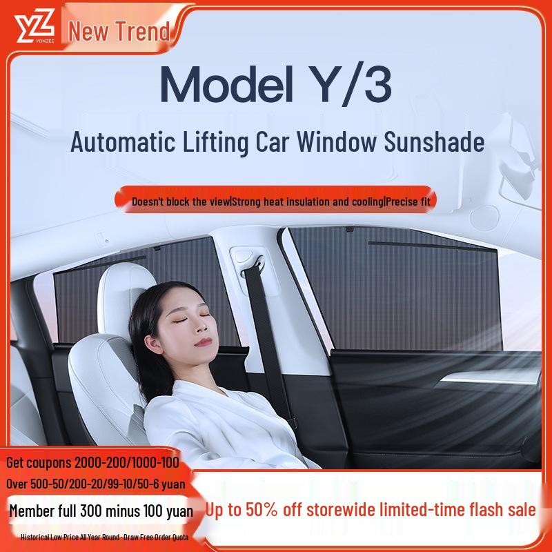 Sunshade Umbrella for Tesla Model Y Refreshed - Side Window Sun Protection & Interior Accessory