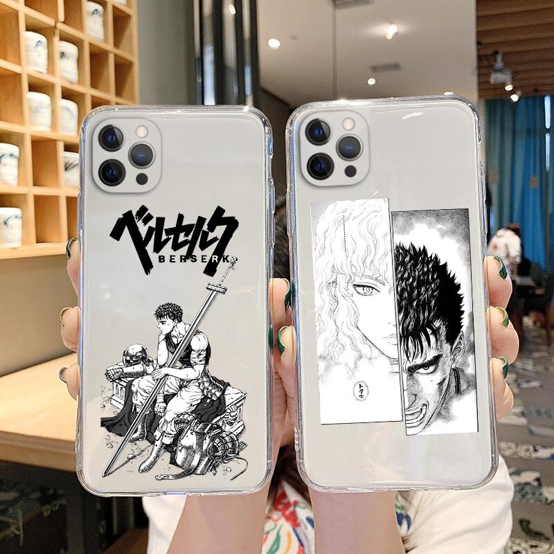 Anime Berserk Guts Phone Case For Iphone 13 Mini 7 Plus 8 X XS 11 12 Pro Max Manga Swordsman Gatsu Sacrifice Zodd Clear Cover
