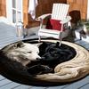 Black White Wolf Round Rug Floor Mat Doorway Rug With Nonslip Backing Outdoor Patio Camping Rug Floor Mat Living Room Bedroom Decoration
