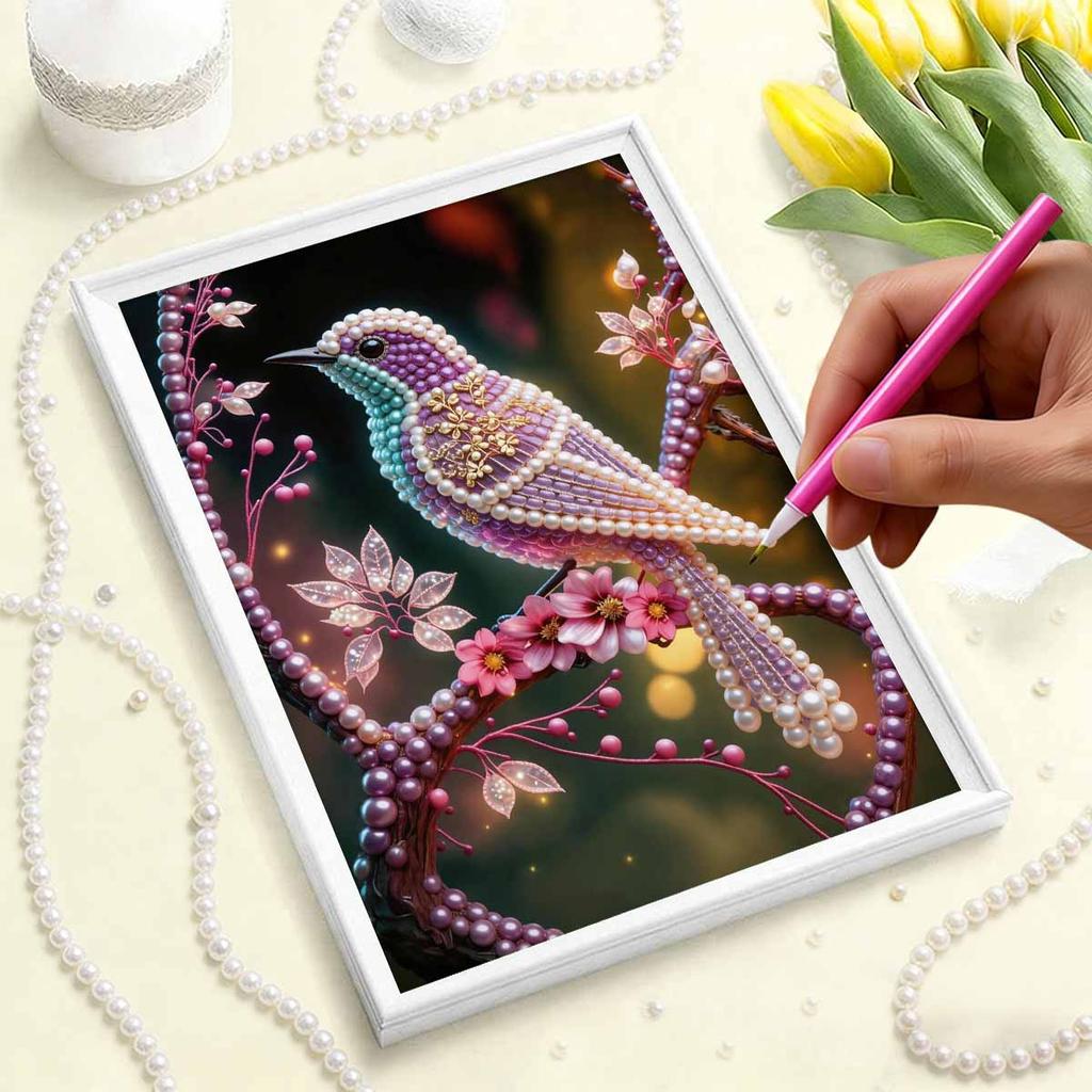 5D DIY Безрамная Жемчужная Картина Набор для Рисования с Узором Птичка, Подходит для Декора Стен Домашней Гостиной, Спальни и Других Помещений, Художественные Картины