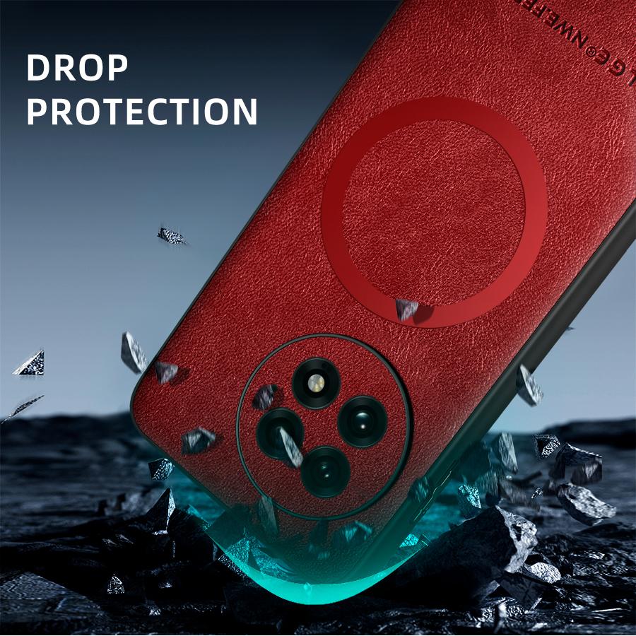 For OnePlus 11 12 13 Fine Hole PU Cow Pattern Leather Magnetic Ring Soft Edge Anti-drop Anti-fingerprint Phone Case
