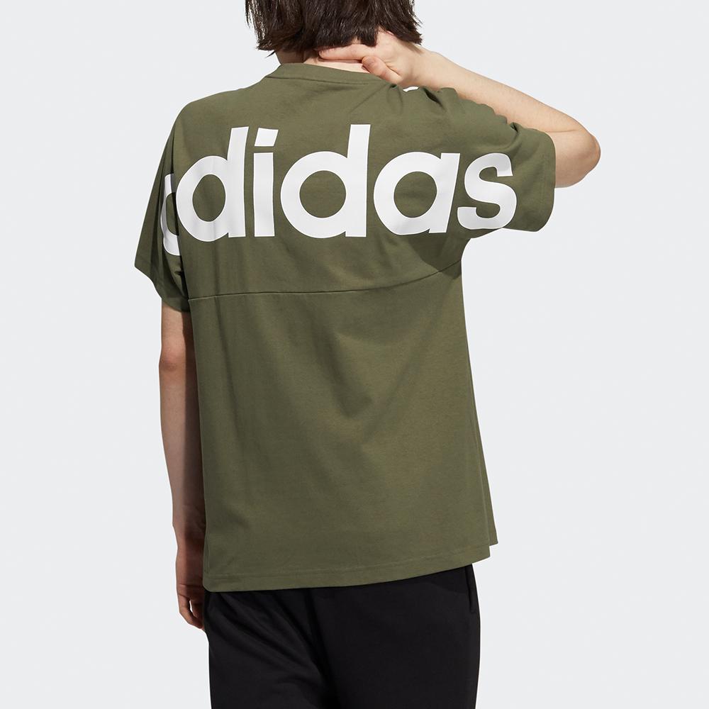 adidas Футболка Neo Large Logo Print Sports Crew Neck для мужчин, зеленые H52727