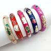 Traditional Peony Filigree Flower Bangle Enamel Women's Hand Bracelet  Gifts for Women Girl