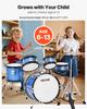 VEVOR Kids Drum Set, 5-Piece 14 in / 355.6 mm Junior Drum Sets, Beginner Drums Set with Adjustable Throne and Two Pairs of Drumsticks
