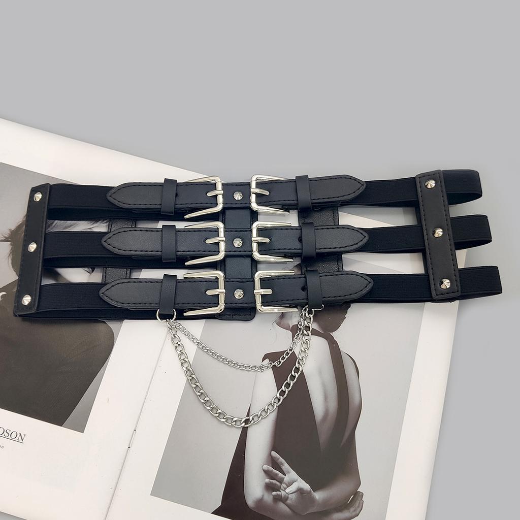 Elastic Corset Belt Female Tassel Stretch Cummerbunds Designer Belts For Women Goth Black Waistband Plus Size