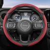 Suitable for Jeep Breathable Hole Leather Steering Wheel Cover Segmented Quick Release Design Non-Slip Durable Compass Renegade Wrangler  Grand C AMU1