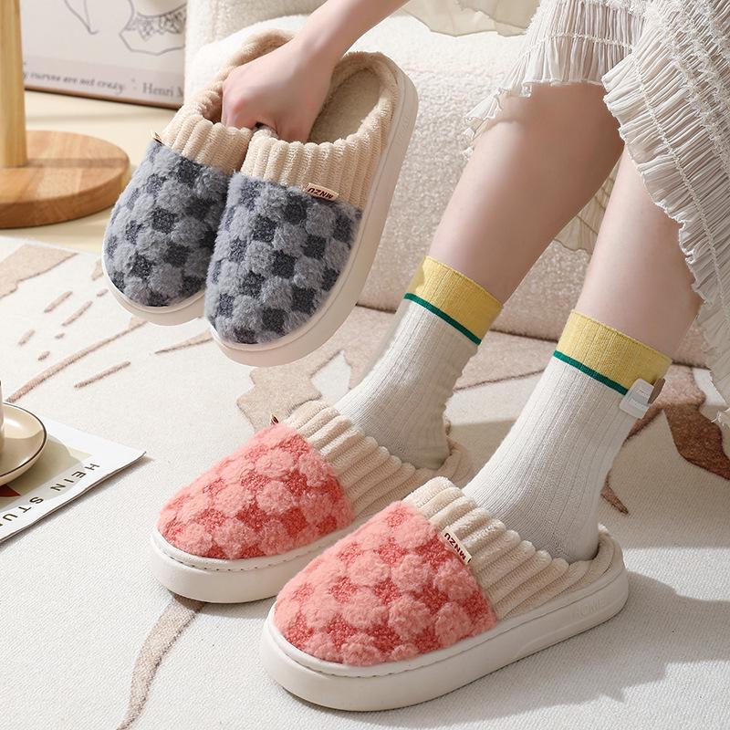 Мягкие хлопковые тапочки на толстой подошве для мужчин и женщин, идеально подходят для ношения в помещении осенью и зимой.