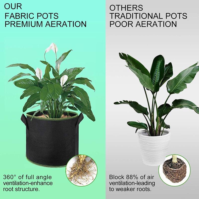 Мешки для выращивания овощей/цветов/растений 2/3/5/7/10 галлонов Утолщенные нетканые мешки для выращивания Аэрационные тканевые горшки с ручками Цветочный горшок