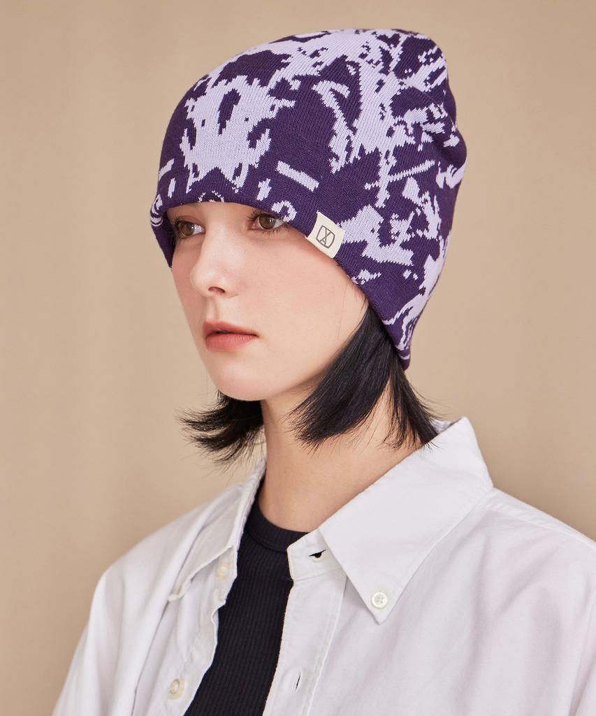 Шапка-бини Bajal Va Spread Square Jacquard Фиолетовая