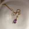 Многогранная огранка Натуральный жемчуг Цепочка на ключицу Романтическое лимитированное фиолетовое Супер вспышка Циркон Любовь Французское легкое роскошное ожерелье Женщины