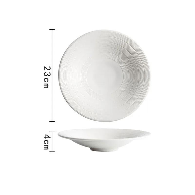 Line Texture Small Foot Bowl Ceramic Salad Bowl Thick Soup Bowl Noodles Bowls Sashimi Bowls Restaurant Creative Tableware