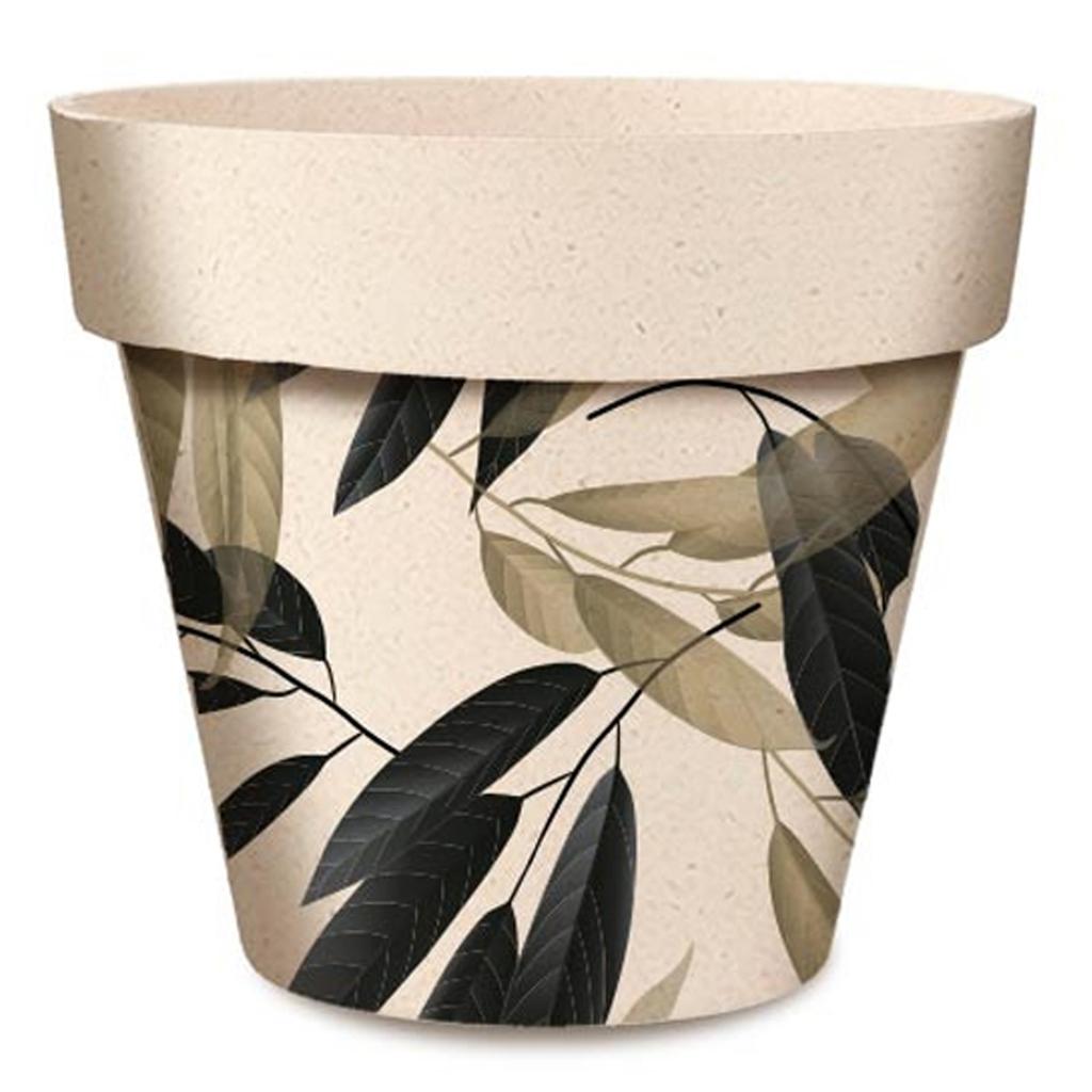 Les Trésors De Lily [R6633] - Bamboo Plant Pot 'Eucalyptus' Green Beige - 17x15 Cm