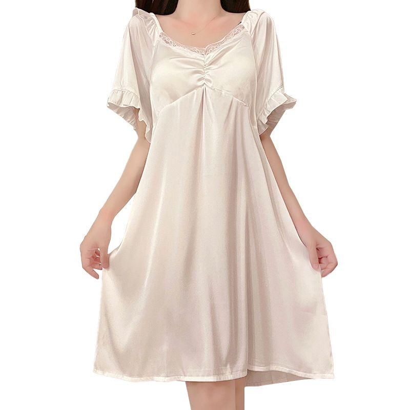 Пижамы Sweet Ice Silk для женщин, домашняя одежда с короткими рукавами в летнем дворцовом стиле и пижамные юбки