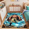"Warrior with Spear and Ocean Swirl" Patterned carpet, suitable as a non slip play mat for the living room and bedroom sofa