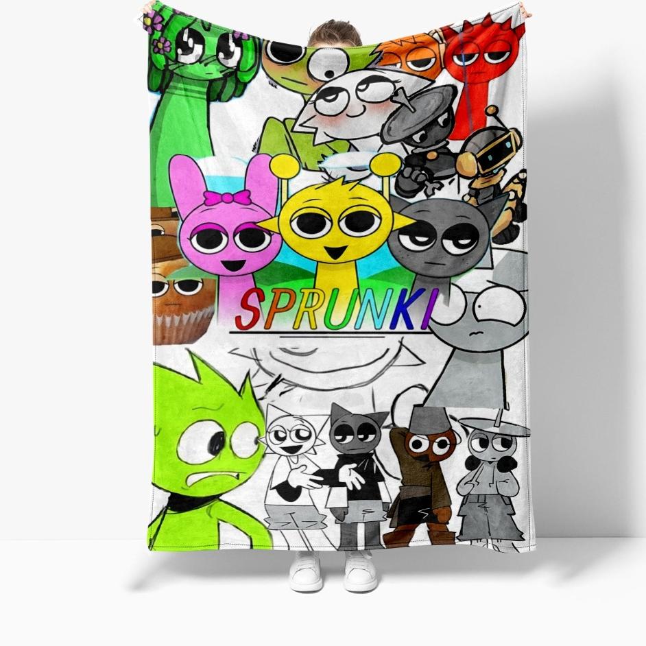 1PC Game Sprunki Throw Blanket Incredibox 3D Printed Soft Fuzzy Nap Blanket Bedspreads All Seasons For Girl Boy Kids Teenagers