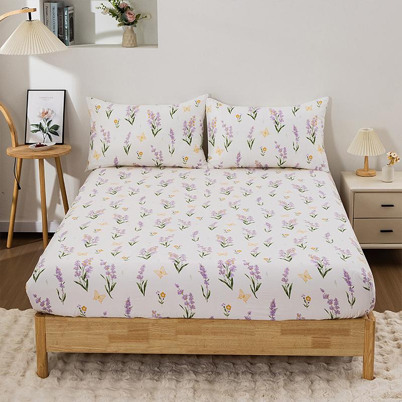 3Pc Floral Bed Sheet Set Bedroom Printed Bed Cover 100%Polyester Elastic Band Around Mattress Cover King Size Bed Cover