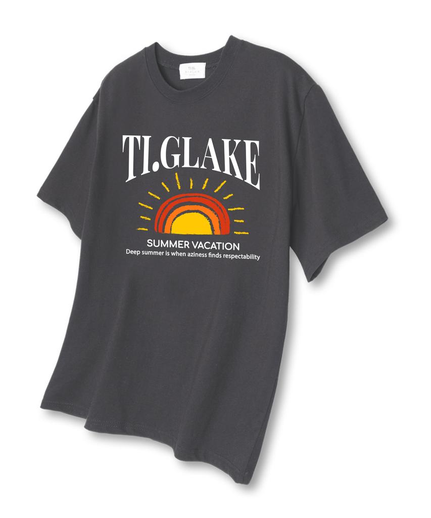 TI.GLAKE Vacation Sun Oversized Short Sleeve T-Shirt Dark Gray