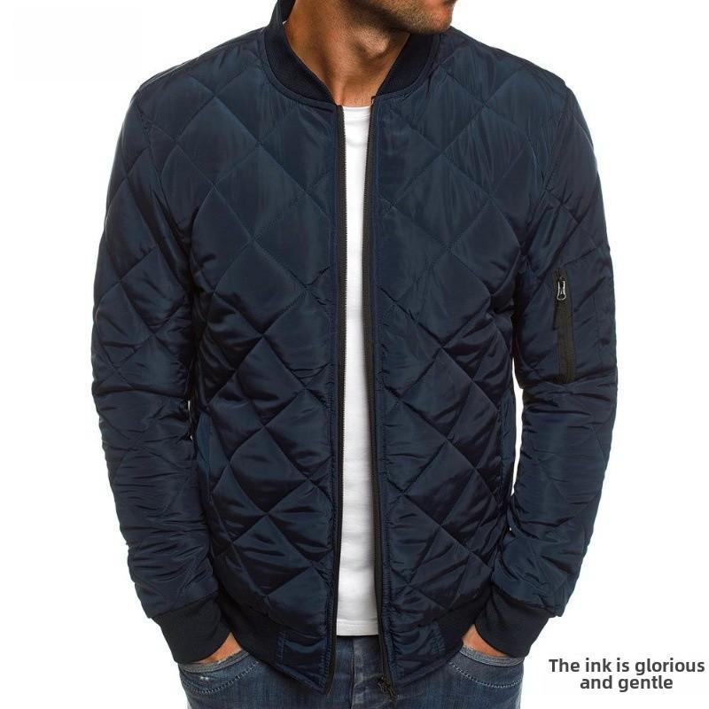 2023 European Men's Colorful Diamond Cotton Jacket - Autumn/Winter Collection, Loose Fit, Free Shipping