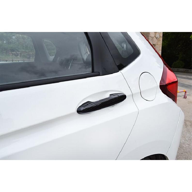 Carbon Fiber Chrome Car Side Door Handle Cover Sticker For Honda Fit Jazz 2014 2015 2016 2017 2018 Styling