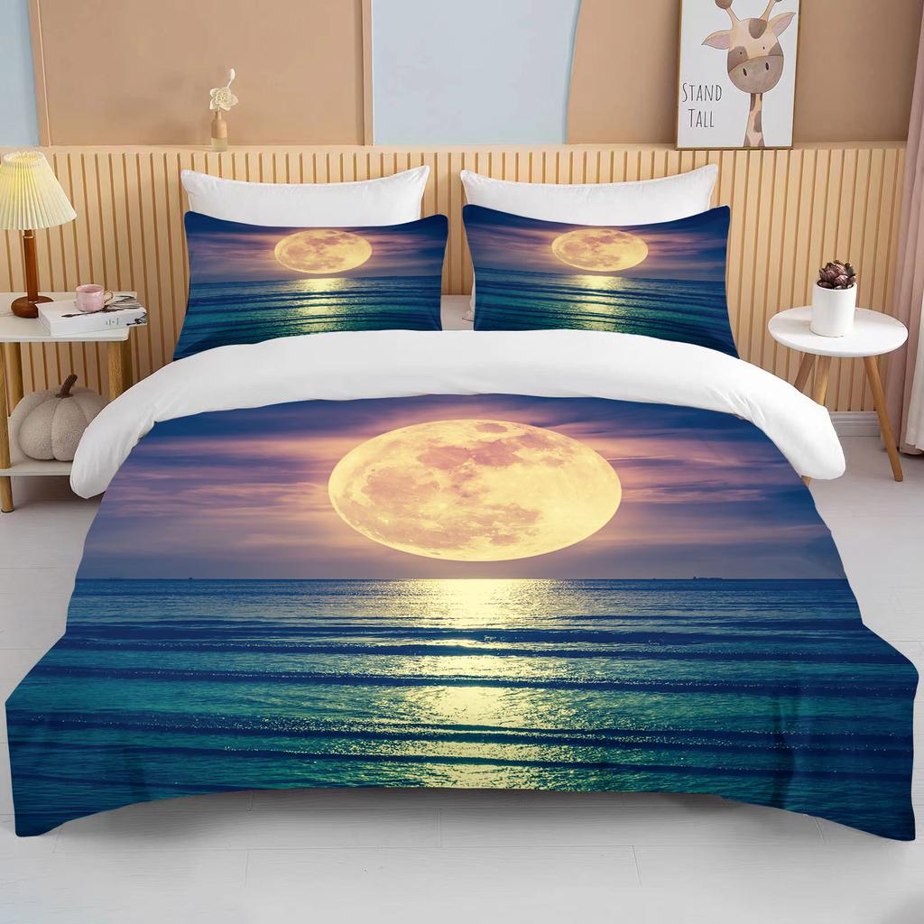 Комплект постельного белья «Луна» с ночным видом, комплект пододеяльников с наволочкой, постельное белье King Queen, полный двойной одинарный размер, Роскошное постельное белье, декор