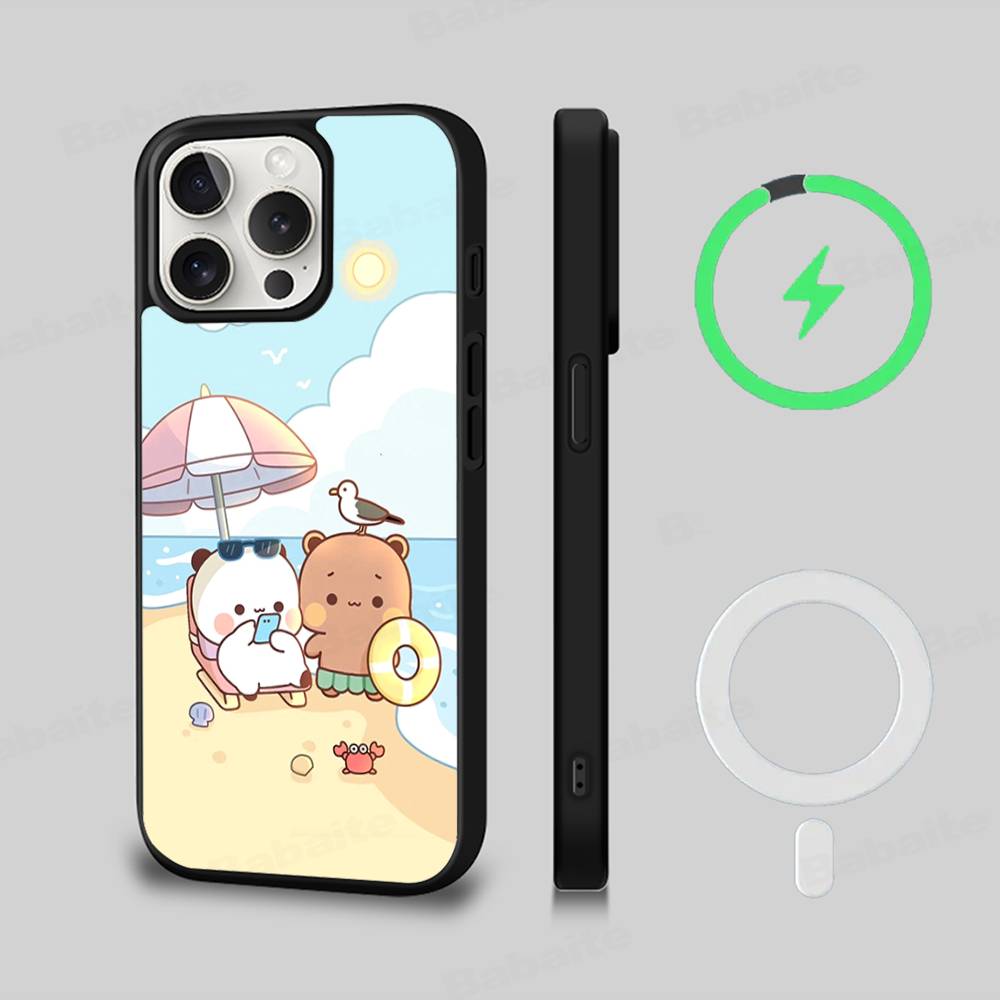 Милый Мультяшный Черный Чехол Bubu Dudu с Магнитами MagSafe для Телефона iPhone 16 15 17 Pro Max 11 12 13 14 Plus