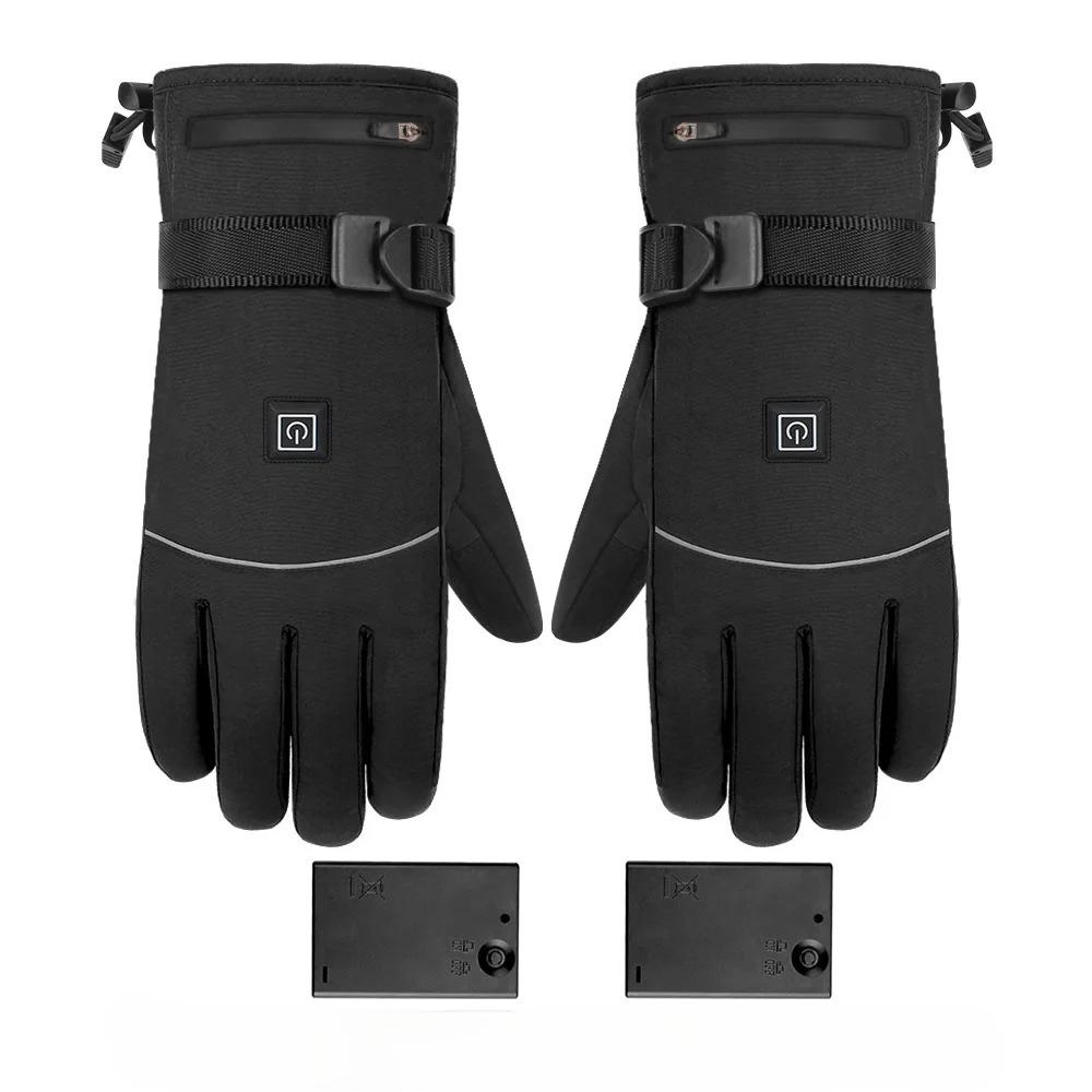 Electric Heated Gloves Winter Waterproof Skiing Heating Gloves Touch Screen Motorbike Racing Riding Gloves Cold Weather Gear