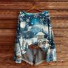 Women's Christmas Print Lightweight Sweater Casual Long Sleeve Knitted Pullover