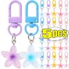 1/5Pcs Hanging Jewelry Colorful Flower Keychain Sweet Earphone Case Pendant New Car Key Ring  Girls