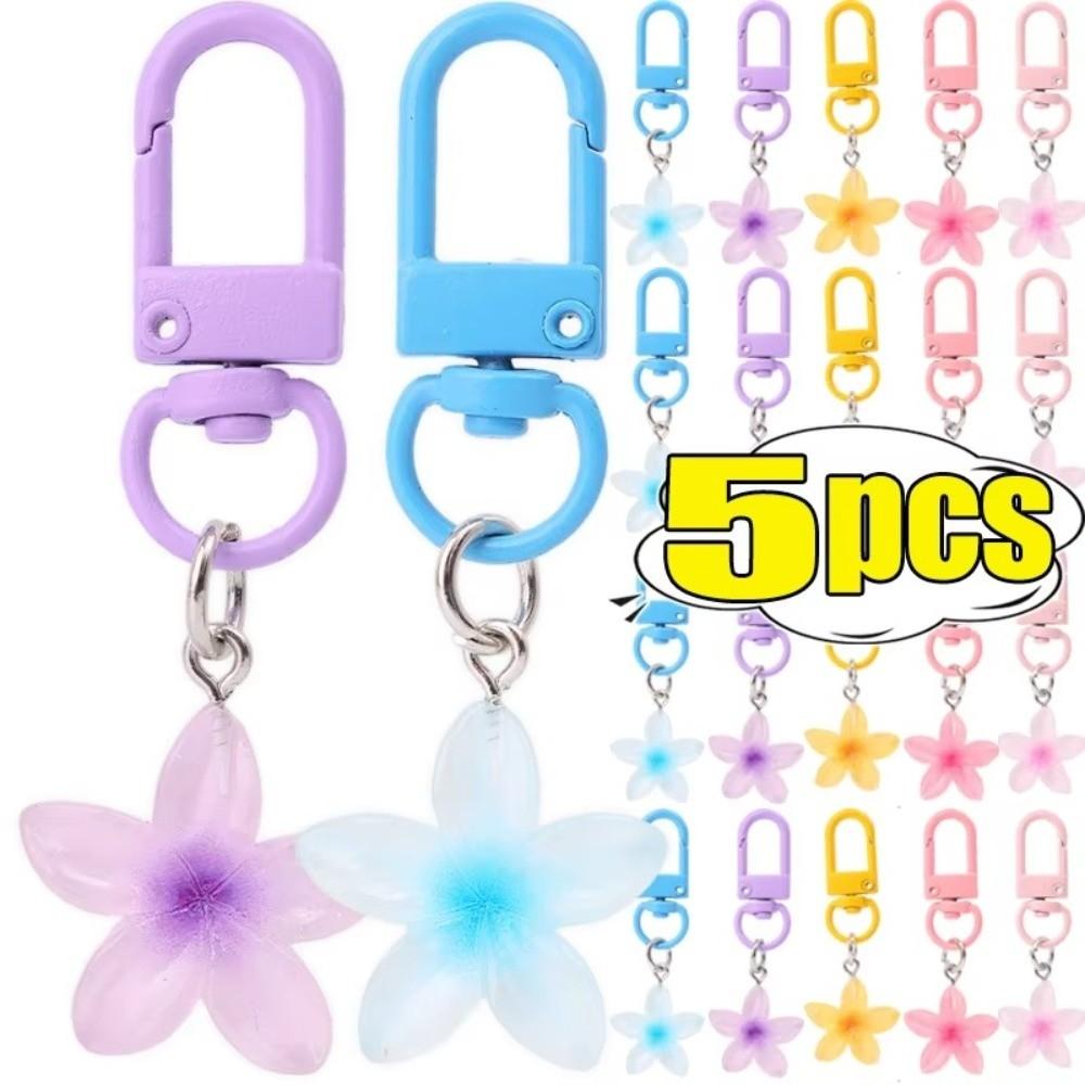 1/5Pcs Hanging Jewelry Colorful Flower Keychain Sweet Earphone Case Pendant New Car Key Ring  Girls