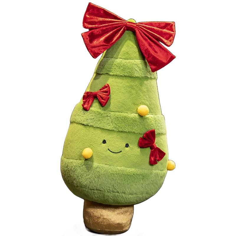 Милая и счастливая рождественская плюшевая игрушка с галстуком-бабочкой, кукла-елка, подушка-снеговик