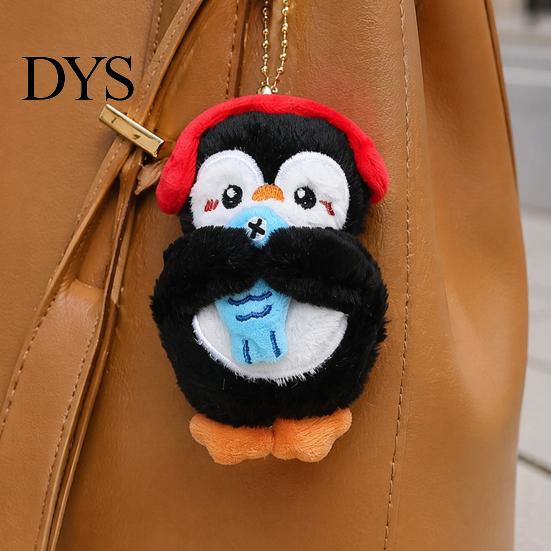 Penguin Squeaky Toy Plush with Squeaker, Cartoon Keychain Interactive Stuffed Pendant, Animal Doll for Backpack Bag Charm Ball Chain