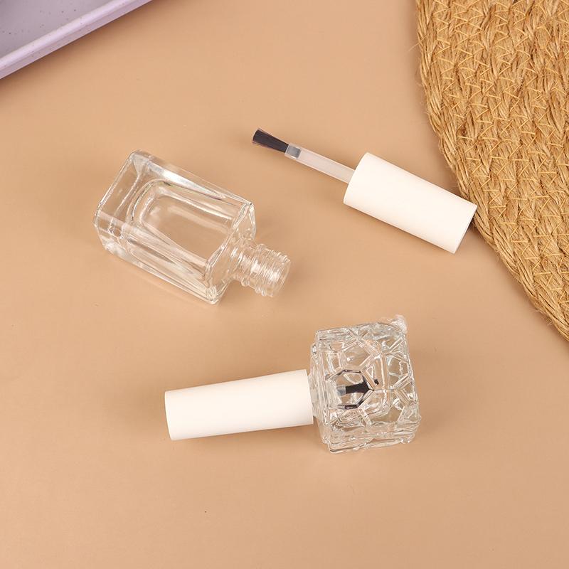 10/15 мл Пустая прозрачная стеклянная бутылочка для лака для ногтей Пустая с крышкой и кисточкой Косметические контейнеры Стеклянные бутылочки для ногтей с кисточкой