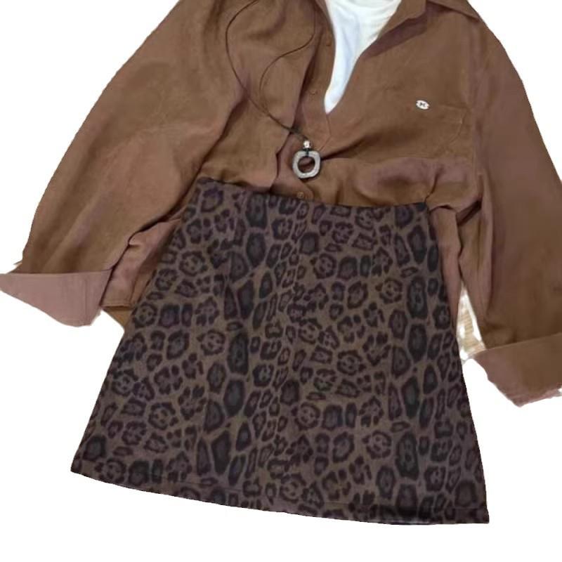 Новая женская юбка-миди с леопардовым принтом и высокой талией, облегающая фигуру, в стиле ретро, А-силуэта, мини.