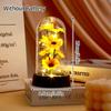 Artificial Flowers LED Red Rose Creative Rose In Glass Cover with Stand Luminous Flower Ornament Mother's Day Christmas Gifts