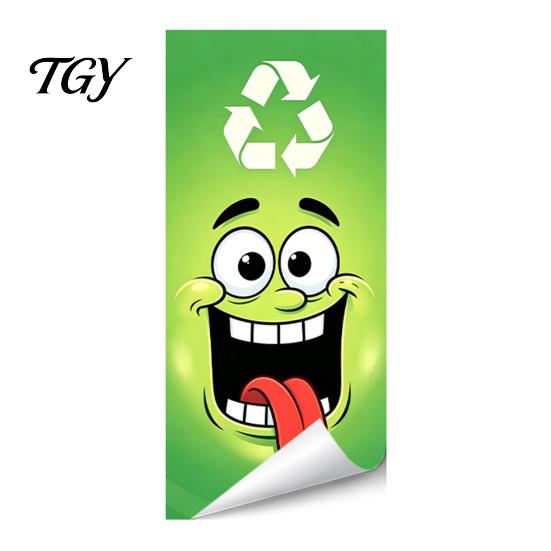 Cute Big Eye Trash Can Faces Funny Cartoon Sticker, Expression Decorative Durable UV Resistant Bin Stickers Adhesive Label, Waterproof PVC Decal
