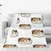 Kawaii Cat Blanket Fat Animal Camping Flannel Bedding Throws Warm Soft Couch Bed Custom Bedspread Birthday Present