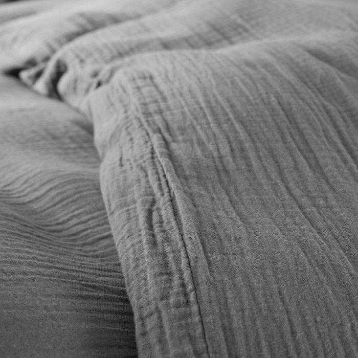 "Noah" Cotton Gauze Duvet Cover Set 140 X 200 for Single Bed - Noah Slate