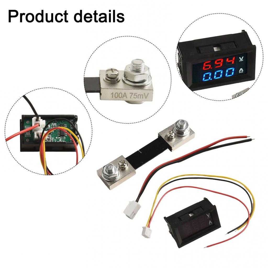 Вольтметр Амперметр Шунт 10/50/100А Ампер Двойной Цифровой