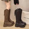 Толстая подошва, но сапоги до колена женские 2024 новые ретро модные темпераментные уличные модные сапоги рыцарские сапоги прилив