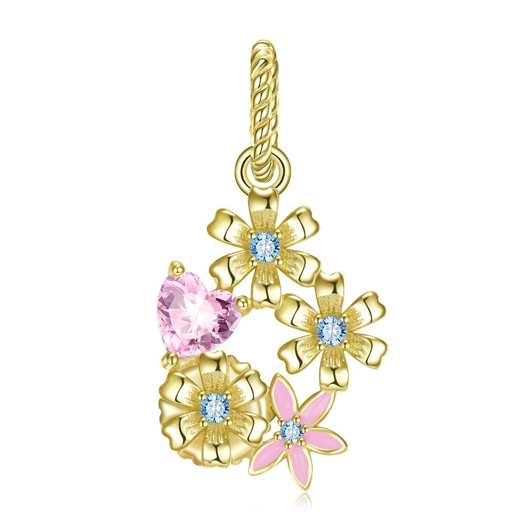 Elegant 12 Birth Flowers Charm Pendant Authentic 925 Sterling Silver Zirconia Beads for Women Fine Jewelry Charm Bracelets Christmas Flower Pendant