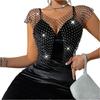Женская рыболовная сетка блестящая бриллиантовая с разрезом сексуальный жилет с открытым пупком