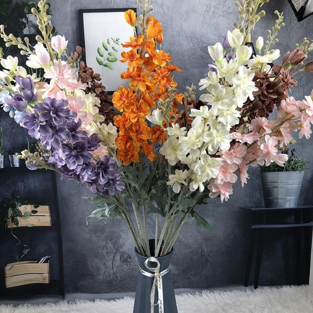 Large Size Artificial Delphinium Flowers 2 Forks Artificial Flowers Photo Props