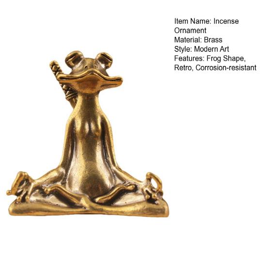 Zen Frog Incense Burner Ornament Retro Copper Animal Sculpture Meditation Statue Incense Holder Desk Decoration
