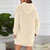 Женское модное плюшевое платье с капюшоном и длинными рукавами, однотонная повседневная толстовка