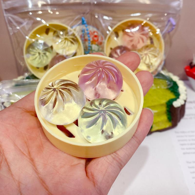 Cute  Dumpling Bun Toy 1/3Pcs with Steamer Squeeze Stress Relief Fidget for Kids Classroom Reward Gift