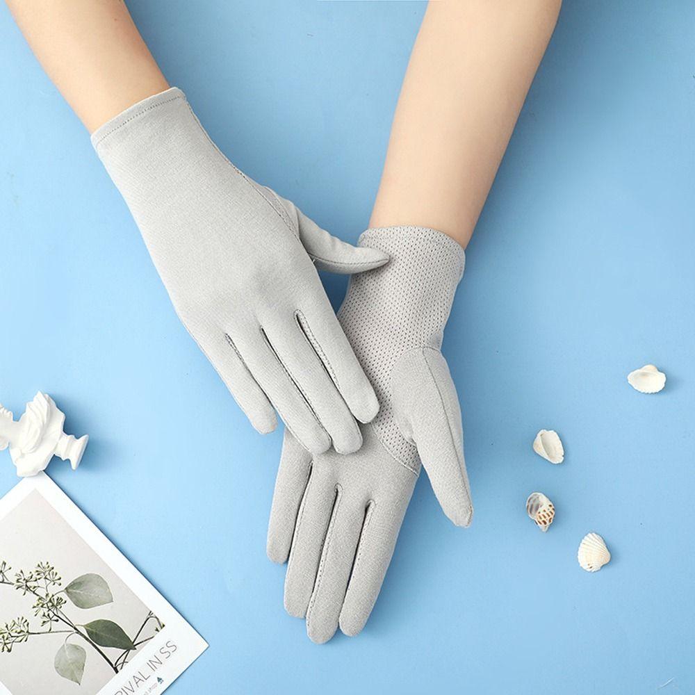 Five Fingers Gloves Cotton Solid Color Outdoor Mittens Women Driving Gloves Summer Sunscreen Gloves
