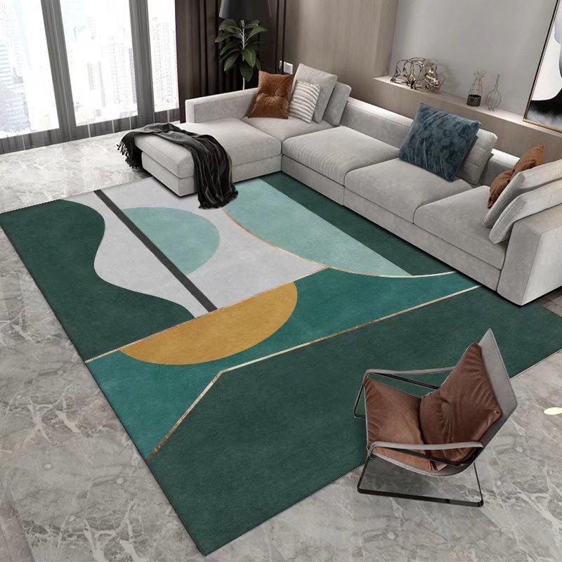 Gold Marble Modern Luxury Living Room Carpet Green Geometric Bedroom Home Non-slip Floor Mat Washable Cloakroom Large Area Rugs